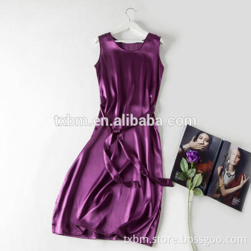 Pure 100%mulberry silk dress in solid color, softer and comfortable ladies dress